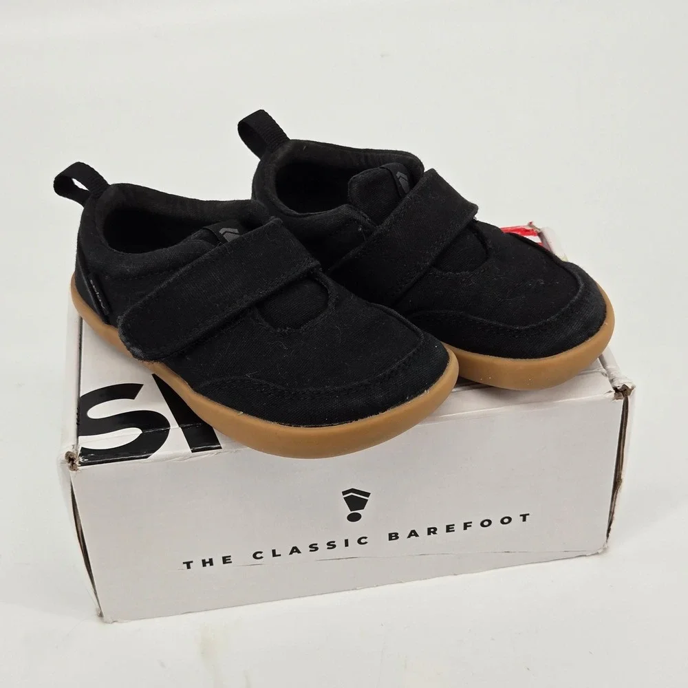 Splay Explore 2.0 Shale Kids Barefoot Shoes Black Canvas Gum Sole C8 EUR 24